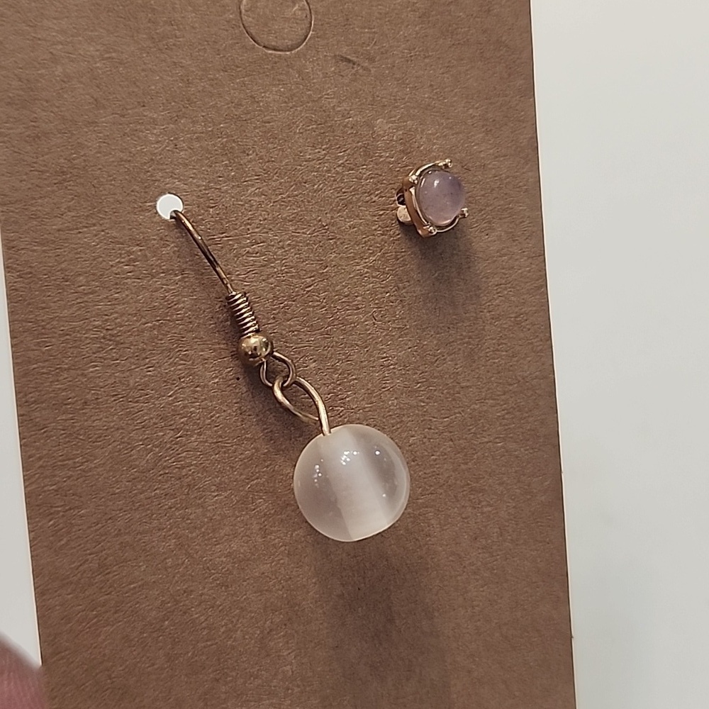 Gold Tone Drop and Pink Stud Earrings MIX & MATCHED - Picture 3 of 6